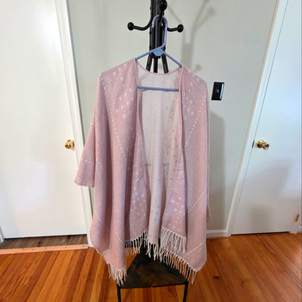 Soft, Stylish, Pink Fringed Shawl